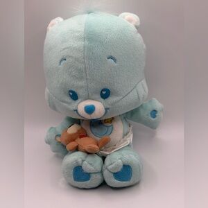 VTG 2004 Pastel Blue Care Bear Cubs Bedtime Bear 10” with Diaper & Teddy Great